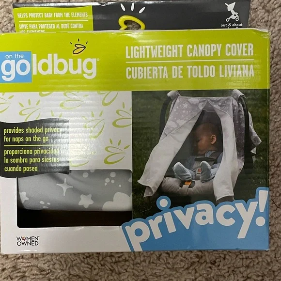 Goldbug Gray Lightweight Canopy Cover with stars and clouds print-NWT - Picture 3 of 3